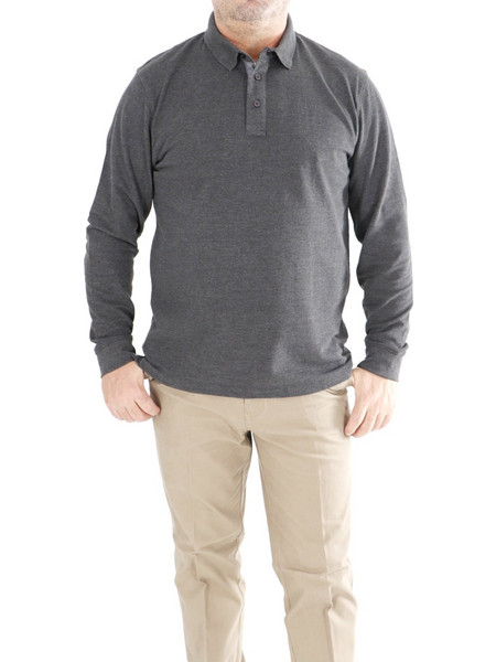 Ανδρική Μπλούζα Μακρυμάνικη Στυλ Polo GANDY GREY 222GGREY