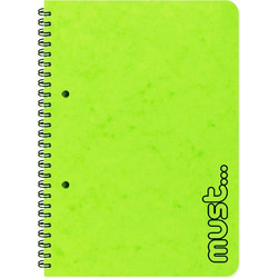 Must Σπιράλ Τετράδιο Ριγέ A4 90 Φύλλων 3 Θεμάτων Lime 579883
