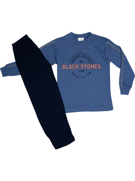 KOYOTE Εφηβική βαμβακερή πυτζάμα Black Stones (8-16 ετών)ΚΓ1001-1b Μπλε Ραφ