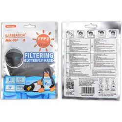 Barbeador MAX-06F FFP2 Filtering Butterfly Mask Παιδική Μαύρη 20τμχ