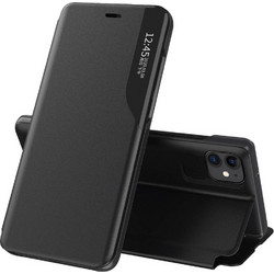 Eco Leather View Case elegant bookcase type case with kickstand for iPhone 13 Pro Max black