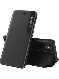 Eco Leather View Case elegant bookcase type case with kickstand for iPhone 13 Pro Max black