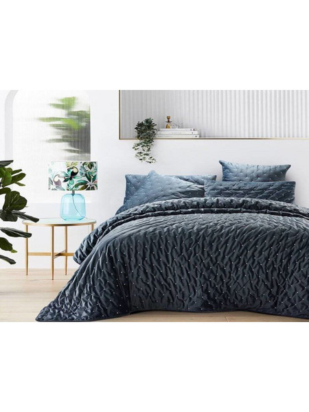 Σετ Πάπλωμα Υπέρδιπλο Γκρι Luxury Velvet Γαρύφαλλο 220x240