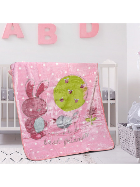 Beauty Home Art 5256 Κουβέρτα Κούνιας Βελουτέ 110x140 Ροζ