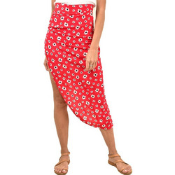 Potre Μίντι Φούστα Υφασμάτινη Ψηλόμεση Κλος Floral Κόκκινη 1132151351