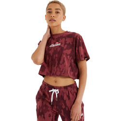 Ellesse Fireball Camo T-Shirt Γυναικείο Αθλητικό Crop Top Μπορντό SGK12431-300