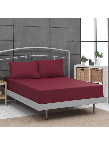 Beauty Home Σεντόνι Μονό Βαμβακερό με Λάστιχο 110x200+30 Art 1999 Μπορντό