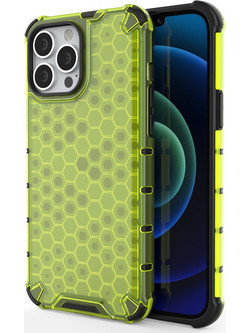Honeycomb Case armor cover with TPU Bumper for iPhone 13 Pro Max green
