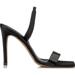 Envie Shoes Γυναικεία Πέδιλα Λουστρίνι Μαύρα με Λεπτό Ψηλό Τακούνι E02-15178-34