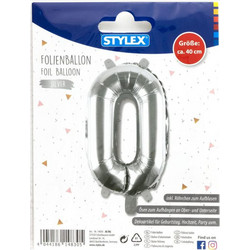 Μπαλόνι μεταλλιζέ Stylex 40cm αριθμός 0 silver (14830)
