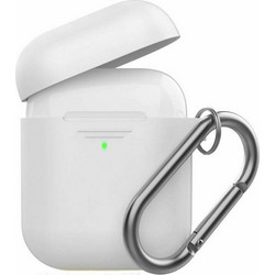 Silicone Cover AhaStyle PodFit PT06 Apple AirPods με Γάντζο Λευκό