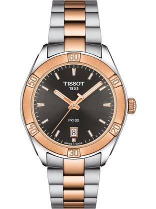 Tissot PR100 Γυναικείο Ρολόι με Ασημί Ροζ Χρυσό Μεταλλικό Μπρασελέ T101.910.22.061.00