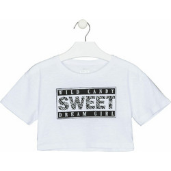 Losan Παιδικό Crop Top Κοντομάνικο Λευκό 21G-1200AL