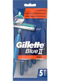 Gillette Blue II Plus Ξυραφάκι μιας Χρήσης με 2 Λεπίδες & Λιπαντική Ταινία 5τμχ