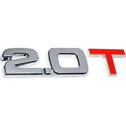 Auto Gs Αυτοκόλλητο Σήμα 2.0 Turbo Ασημί - Κόκκινο 10x2.5cm 1 Τεμάχιο