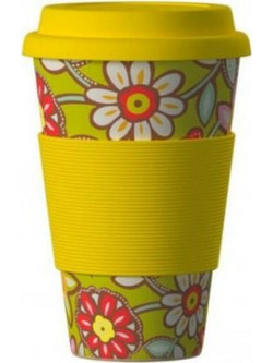 Balev Bamboo Cup Οικολογική Κούπα από μπαμπού (σχέδιο Daisies Yellow) 400ml
