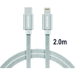Καλώδιο φόρτισης / δεδομένων USB-C / Lightning 2m ασημί