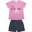 Pretty Baby Paris Παιδική Πιτζάμα Βαμβακερή Καλοκαιρινή Ροζ Navy Μπλε 63132-470