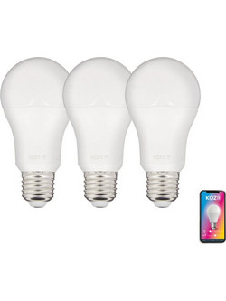 Xanlite Kozii Λαμπτηρας Led Smart Wifi και Bluetooth CCT RGB E27 A60 7W (60W) 806LM Συσκευασία 3 Τεμαχίων