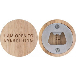 Ανοιχτήρι Μπουκαλιών I Am Open To Everything LBTRD0016332 Φ6x1,5cm Natural-Silver Raeder Μέταλλο,Ξύλο