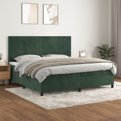 vidaXL Κρεβάτι Boxspring με Στρώμα Σκούρο Πράσινο 200x200cm 3142926