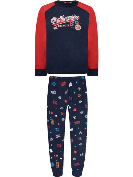 Energiers Παιδική Πιτζάμα Fleece Χειμωνιάτικη Κόκκινη Navy Μπλε 32-122105-9