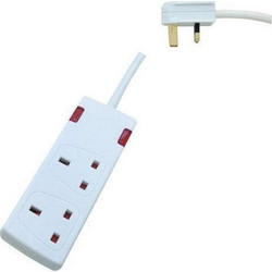 Eurolamp 147-62300 Πολύπριζο 2 Θέσεων με Καλώδιο 3m Χωρίς Καλώδιο Λευκό UK Plug 5206139067852