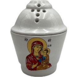 Καντήλι Αποστολικό Θεομήτωρ κεραμικό 9.70x12cm Λευκό