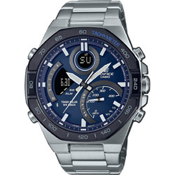 Casio Edifice Ανδρικό Ρολόι Χρονογράφος Solar με Ασημί Μεταλλικό Μπρασελέ ECB-950DB-2AEF