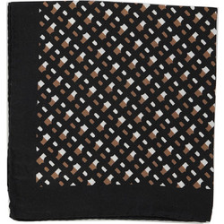 BOSS H-POCKET SQ-222 ALLOVER LOGO POCHETTE ΜΑΥΡΟ-ΜΠΕΖ-ΛΕΥΚΟ