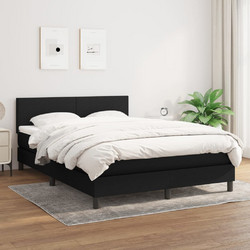 vidaXL Κρεβάτι Boxspring με Στρώμα Μαύρο 140x200cm 3139899