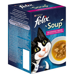 Purina Felix Soup Selection Mix with Beef, Chicken & Tuna in Broth 6x48gr