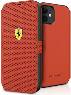 Ferrari On Track Perforated Wallet Book Cover Red (iPhone 12 mini)