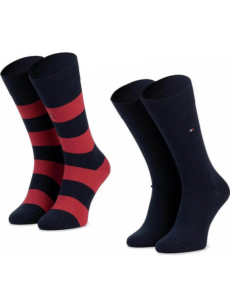 Tommy Hilfiger Ανδρικές Κάλτσες Ψηλές Navy Μπλε 2Pack 342021001-085