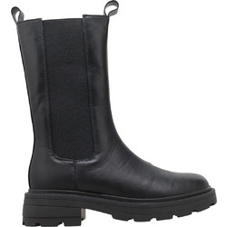 Nine West MONKA Γυναικεία Μποτάκια Chelsea Δερμάτινα Μαύρα με Χοντρό Χαμηλό Τακούνι 101065103