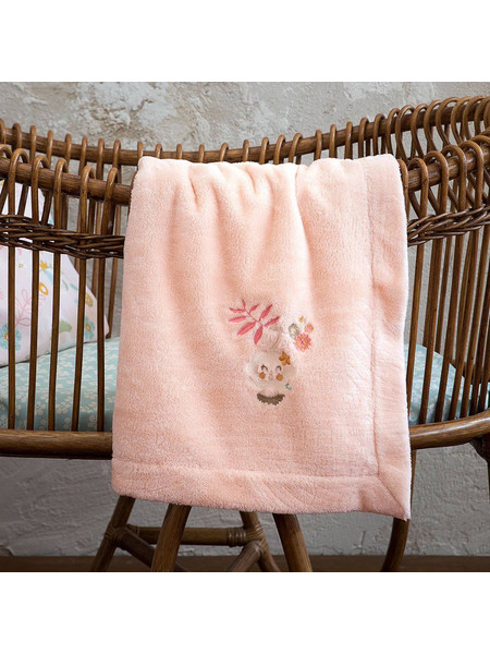 Nima Home Happy Monkey Κουβέρτα Αγκαλιάς Fleece 80x110 Ροζ