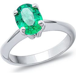 Μονόπετρο Δαχτυλίδι με Zambia Emerald από Λευκό Χρυσό 18 Καρατίων DDX524
