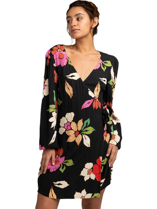 Billabong Hot Romance Mini Φόρεμα Κρουαζέ Μαύρο EBJWD00111-OFB