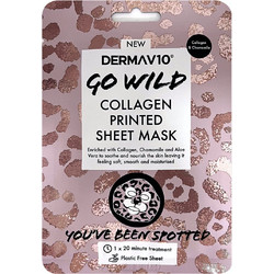 Derma V10 Go Wild Collagen Printed Leopard Sheet Μάσκα Προσώπου για Ενυδάτωση με Κολλαγόνο 1τμχ