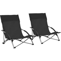 vidaXL Set Καρεκλάκι Παραλίας Μαύρο 2τμχ 312489