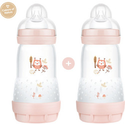 Mam Easy Start Σετ Πλαστικά Μπιμπερό με Θηλή Σιλικόνης κατά των Κολικών 2m+ Owl Pink 2x260ml