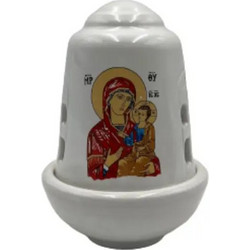 Καντήλι Ξωκλήσι Θεομήτωρ Κεραμικό 10.50x14cm Λευκό