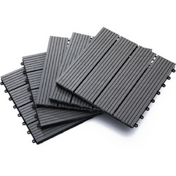 Outsunny Garden Tiles Interlocking Σετ 11 πλακάκια πλακοστρώσεων κήπου εξωτερικού χώρου, γκρι, 30x30x2,2cm 844-214GY