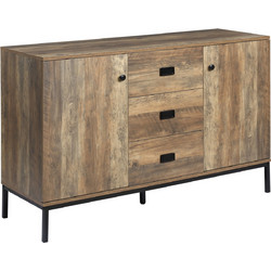 HOMCOM Μοντέρνος μπουφές σε μοριοσανίδα και μέταλλο με 2 ντουλάπια με 2 πόρτες με ράφια και 3 συρτάρια, 120x39,5x77 cm 835-543CF