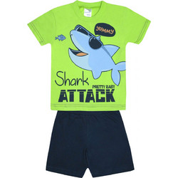 Pretty Baby Παιδική Πιτζάμα Βαμβακερή Καλοκαιρινή Navy Μπλε Lime 65381-288
