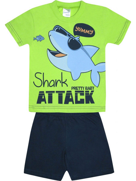 Pretty Baby Παιδική Πιτζάμα Βαμβακερή Καλοκαιρινή Navy Μπλε Lime 65381-288