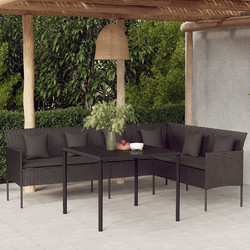vidaXL Σετ Τραπεζαρία Κήπου Rattan 2τμχ Μαύρο 362338