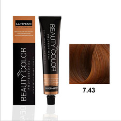 Lorvenn Beauty Color 7.43 Ξανθό Χάλκινο Ντορέ Μόνιμη Βαφή Μαλλιών 70ml