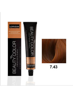 Lorvenn Beauty Color 7.43 Ξανθό Χάλκινο Ντορέ Μόνιμη Βαφή Μαλλιών 70ml