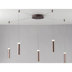 Fan Europe I-Candle-PL5 Κρεμαστό Φωτιστικό Οροφής Πολύφωτο LED με Φυσικό Λευκό Φως Καφέ